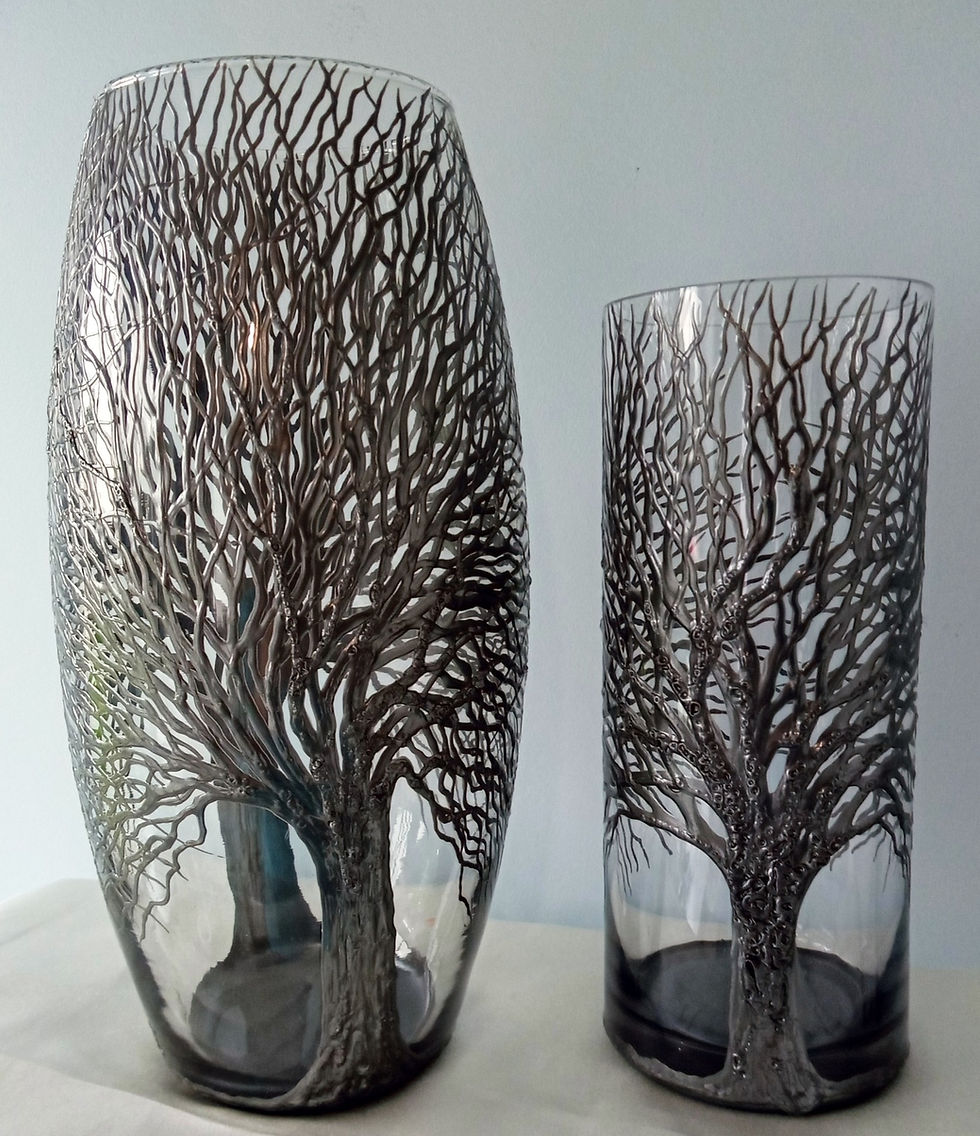 Thumbnail: 'Winter' Hand Painted Art Cylinder Vase