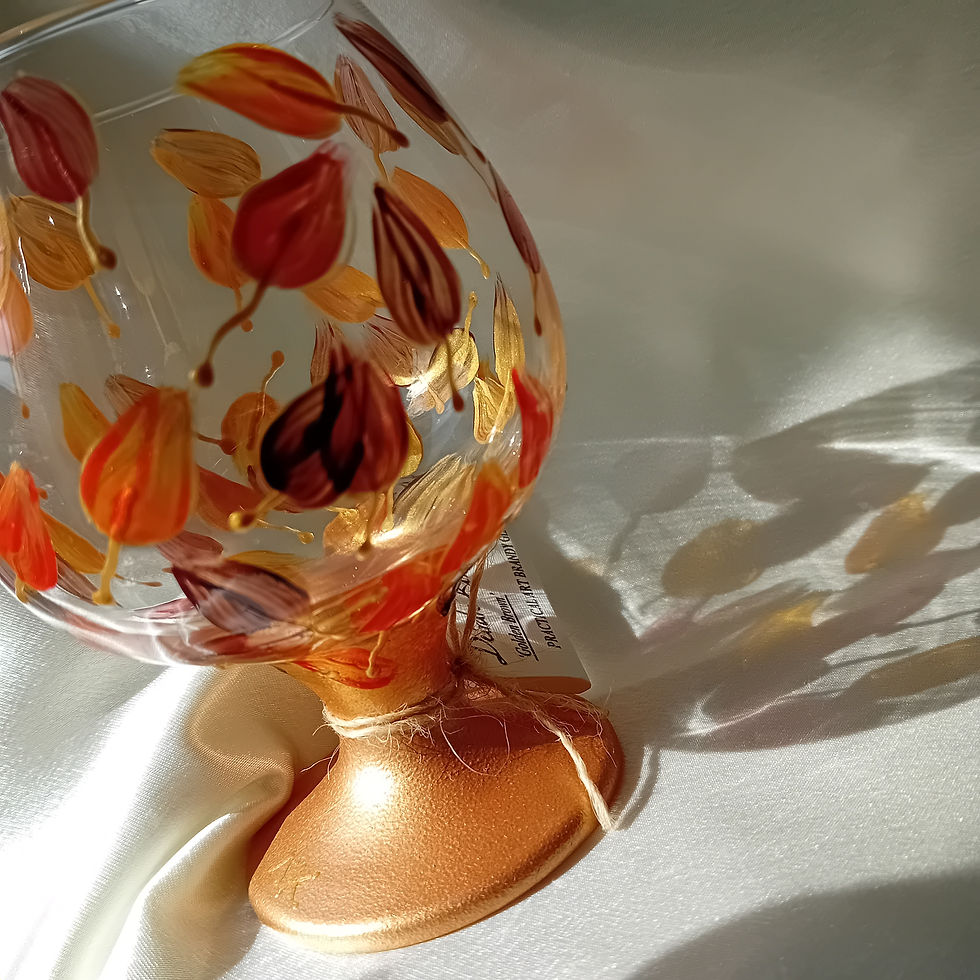 Thumbnail: 'Golden Brown' Hand Painted Brandy / Snifter Glass