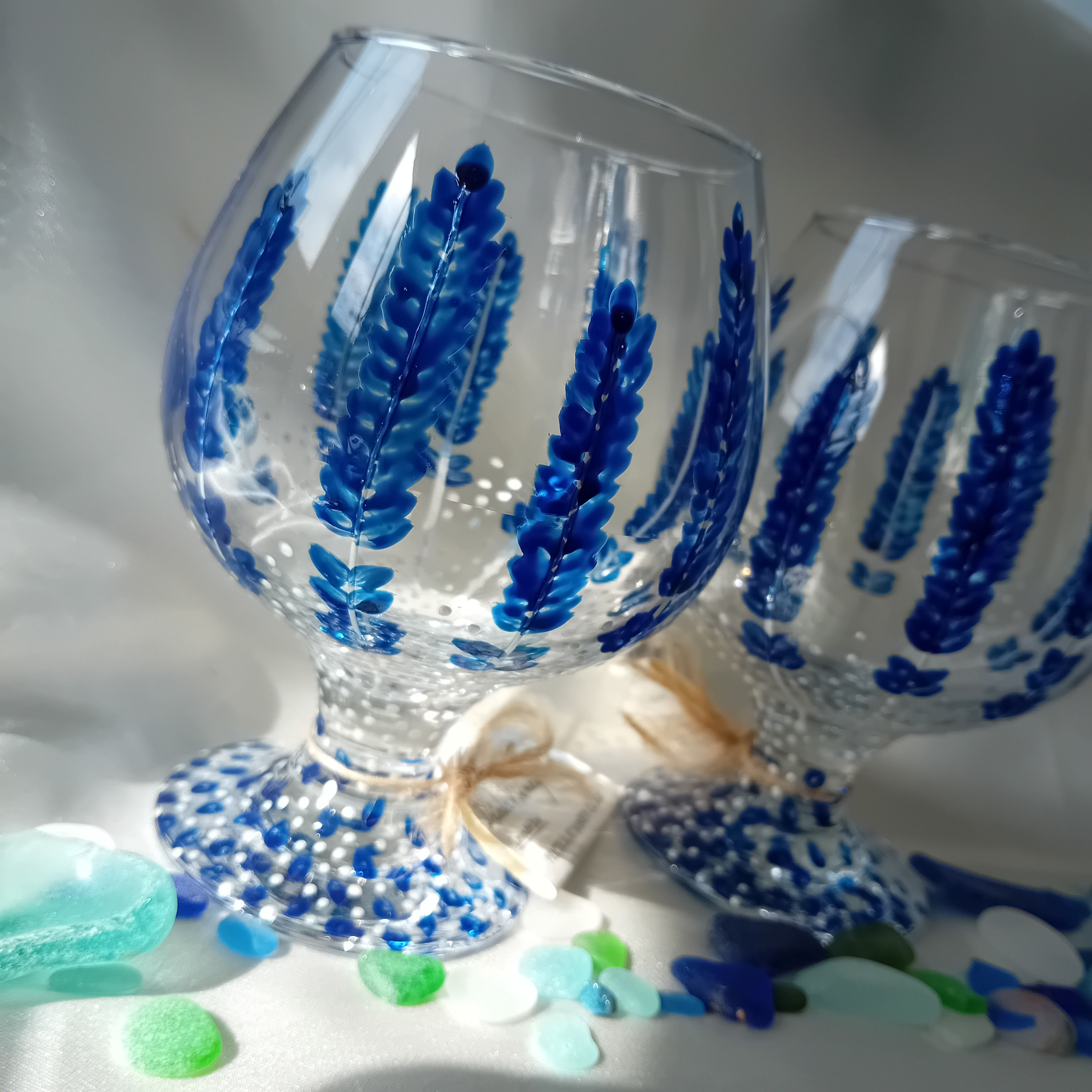 'Lavender Blue' Hand Painted Brandy / Snifter Glass