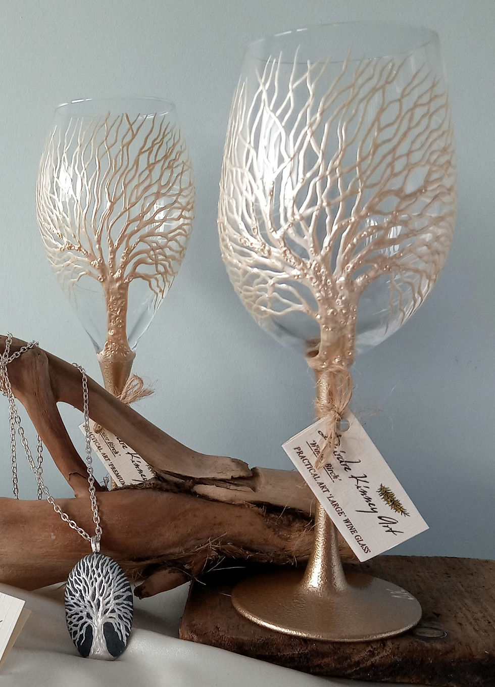 Thumbnail: Large 'Winter Birch' Practical Art Wine Glass