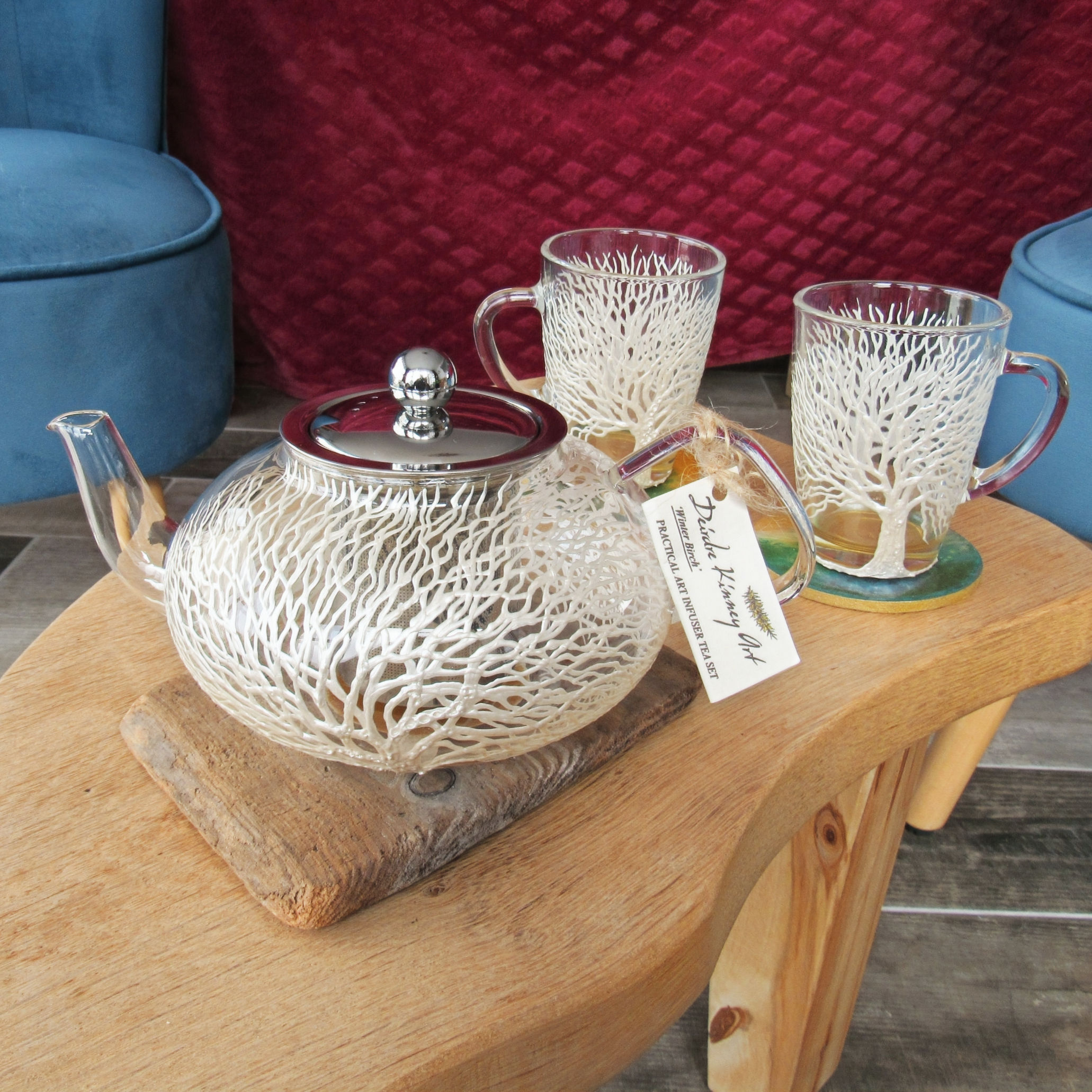 'Winter Birch' Hand Painted Tea Set with 2 x Mugs