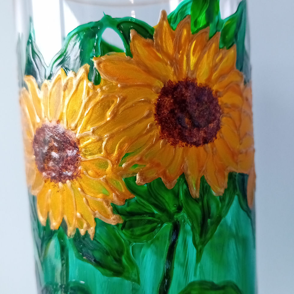 Thumbnail: 'Sunflowers' Hand Painted Art Cylinder Vase