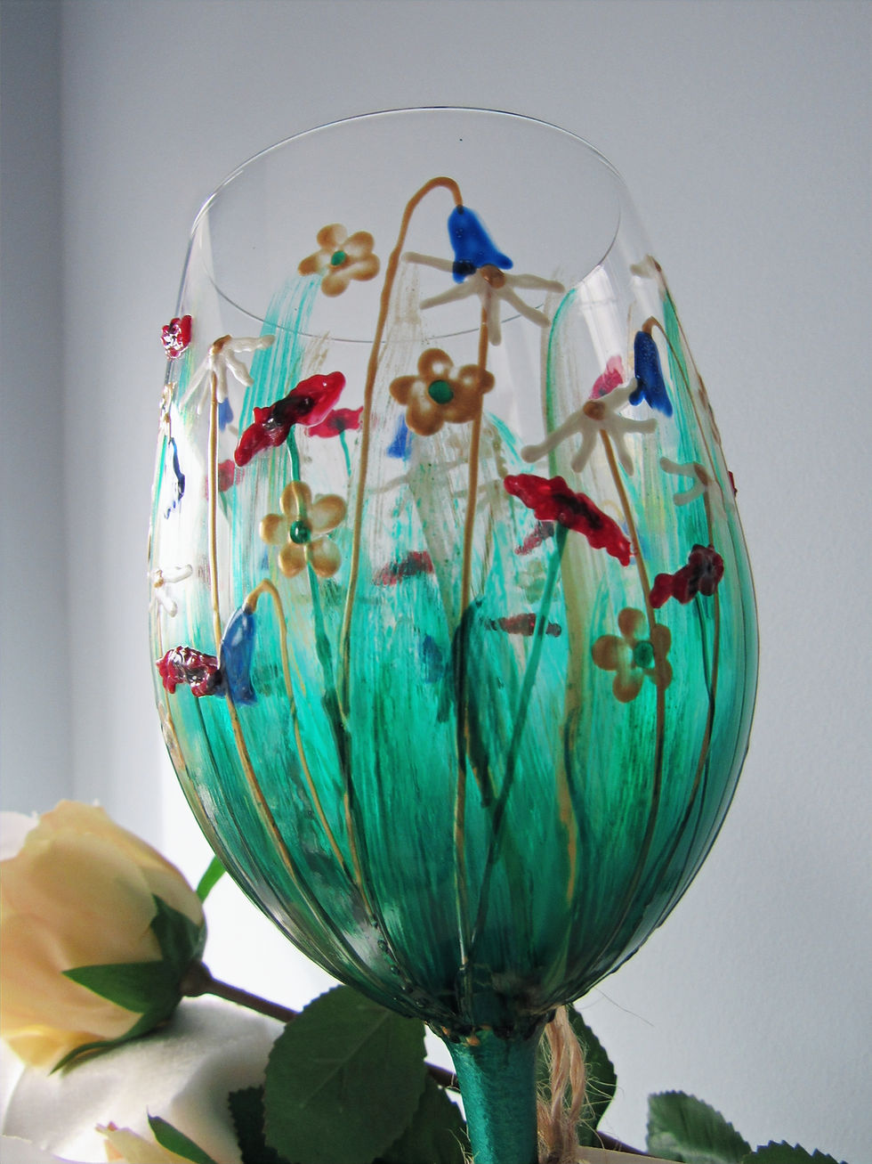 Thumbnail: Large 'Summer Meadow' Practical Art Wine Glass