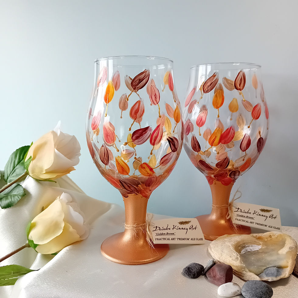 Thumbnail: 'Autumn Leaves' Hand Painted, Craft Ale/Beer Glass