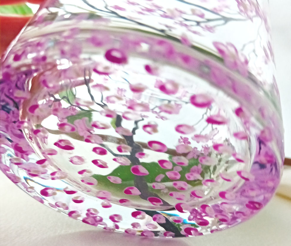 Thumbnail: 'Cherry Blossom' Hand Painted Art Cylinder Vase