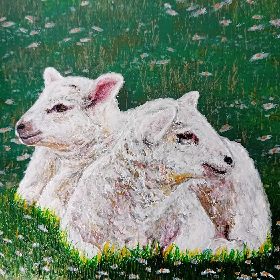 Thumbnail: 'Waiting For Ewe' '3D' Glass Medium Painting