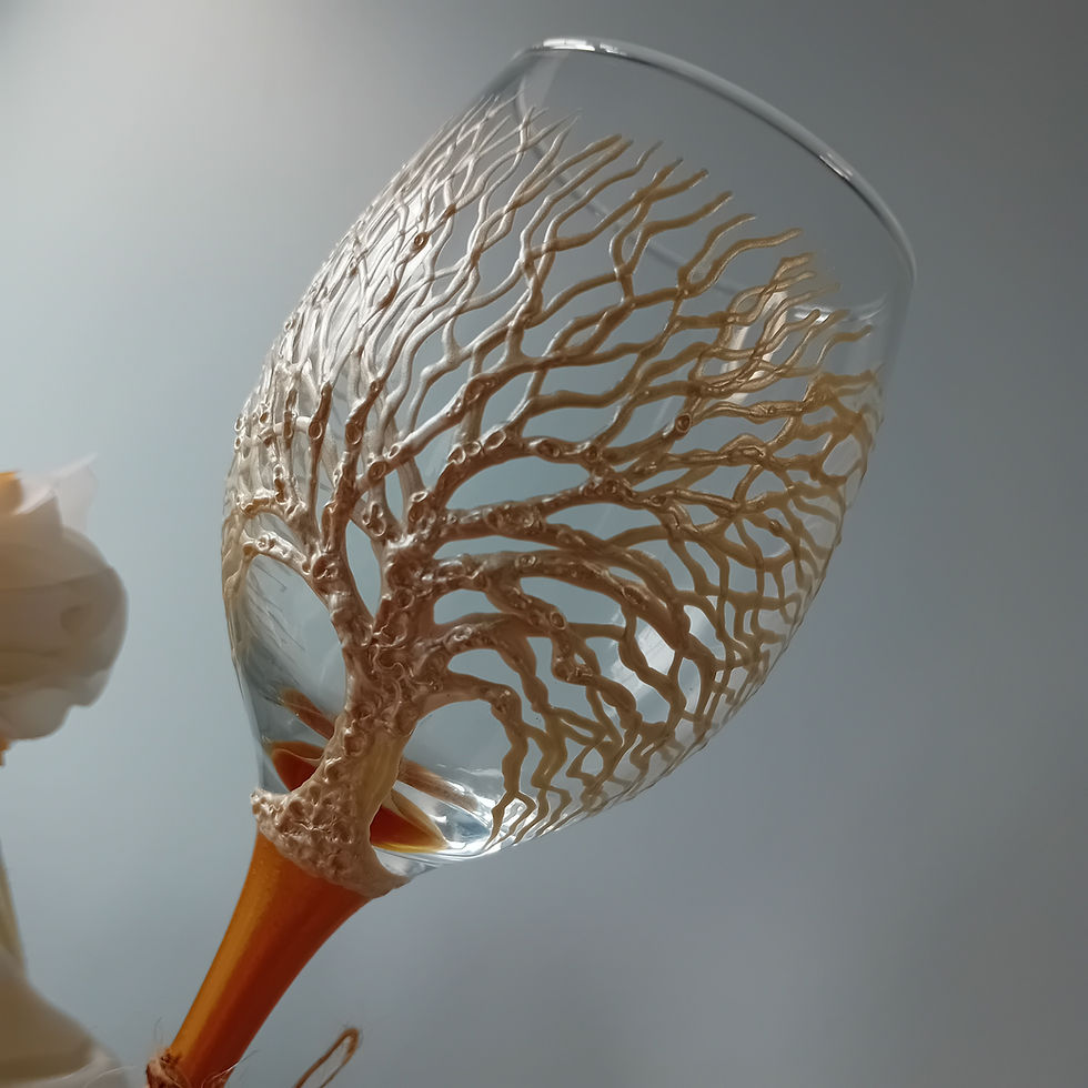 Thumbnail: 34cl Classic 'Winter Birch' Hand Painted Art Wine Glass