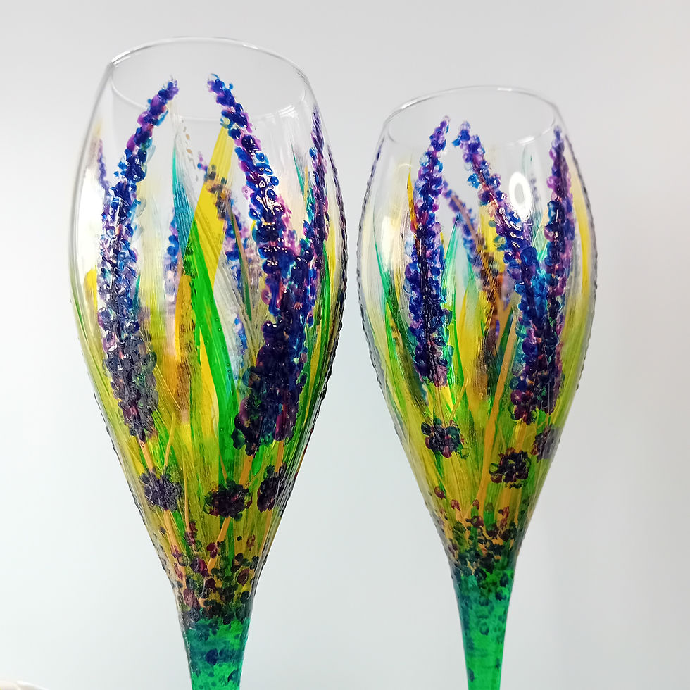 Thumbnail: Set of 2 X Hand Painted 'Rich Lavender' Premium Champagne Flute