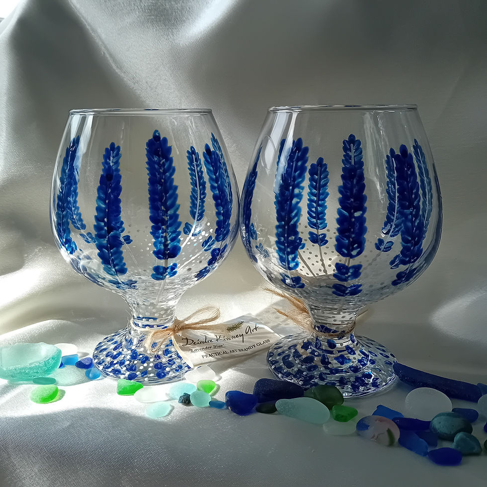 Thumbnail: 'Lavender Blue' Hand Painted Brandy / Snifter Glass