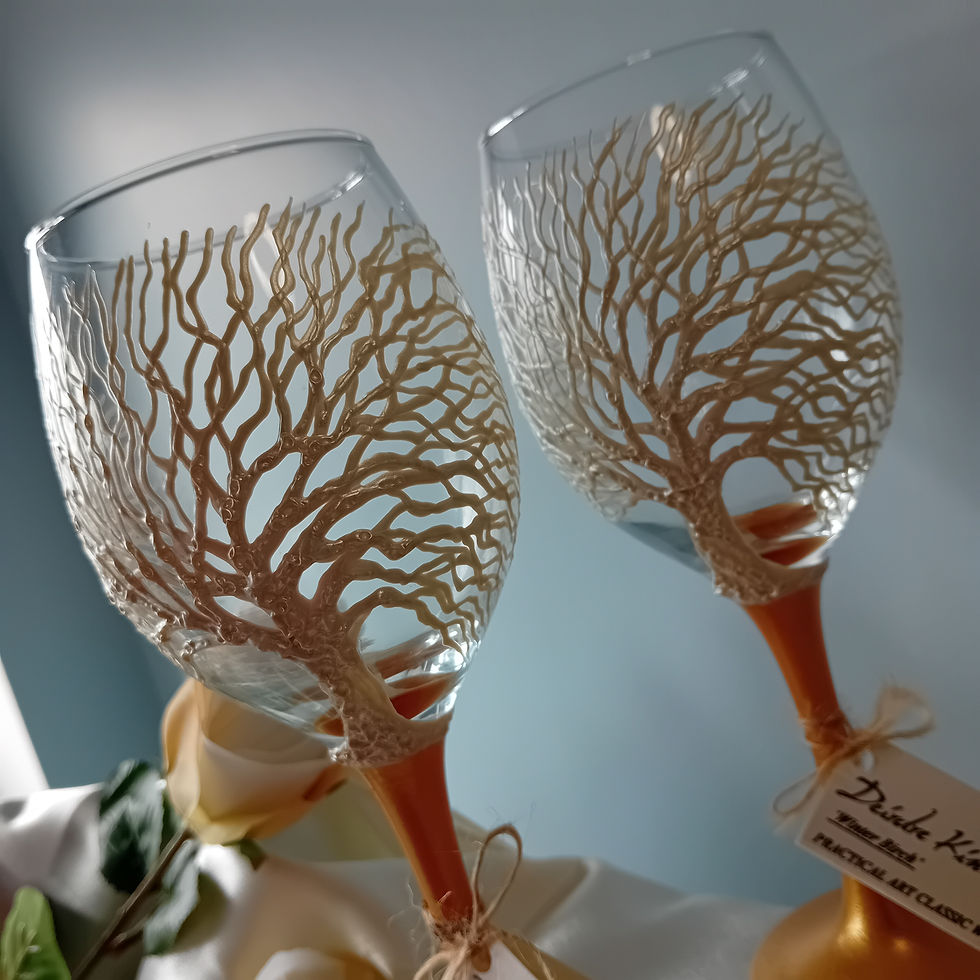 Thumbnail: 34cl Classic 'Winter Birch' Hand Painted Art Wine Glass
