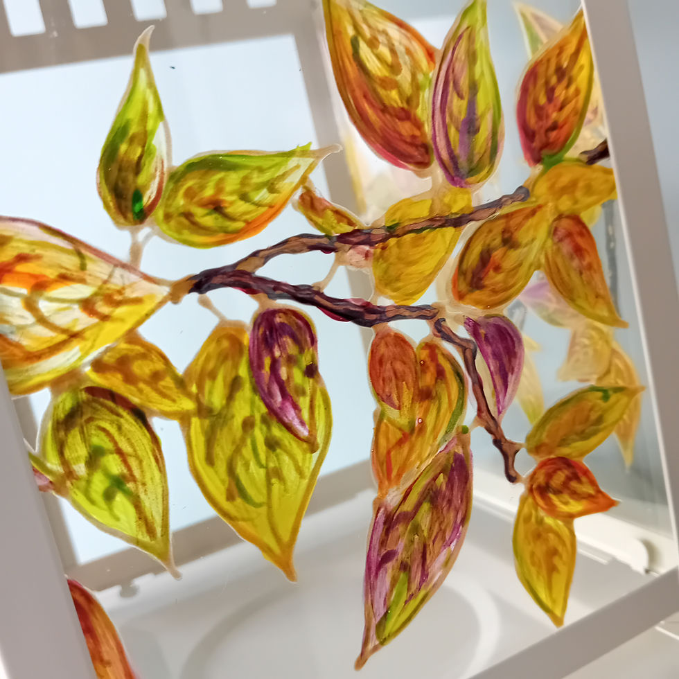 Thumbnail: 'The Last Leaves' Hand Painted  Candle Lantern