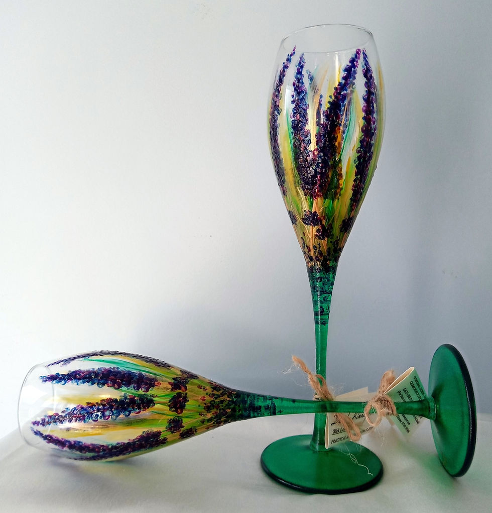 Thumbnail: Set of 2 X Hand Painted 'Rich Lavender' Premium Champagne Flute