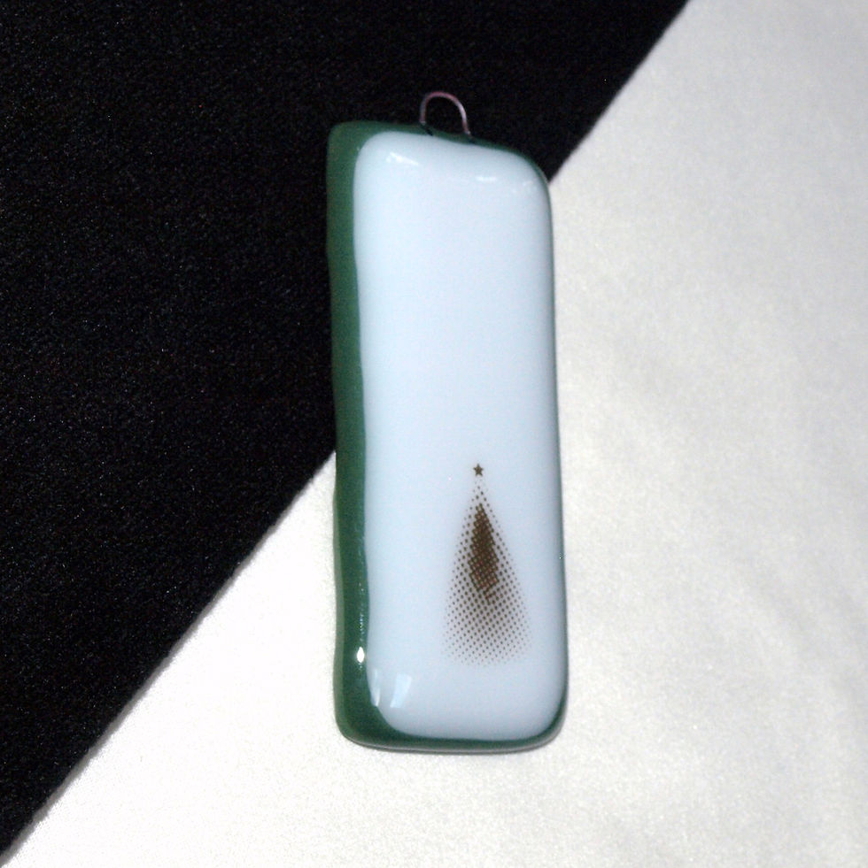 Thumbnail: Gold Tree Ornament with Green Border