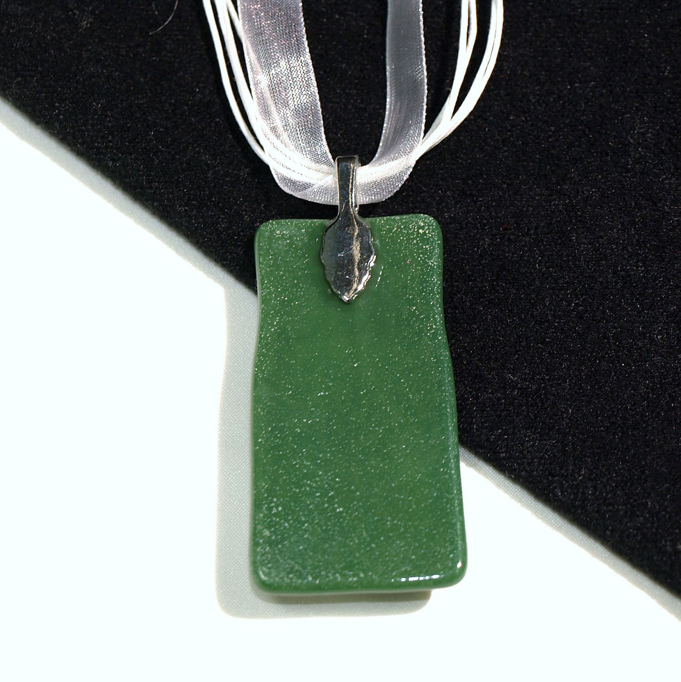 Thumbnail: Dotty Green Fused Art Glass Necklace