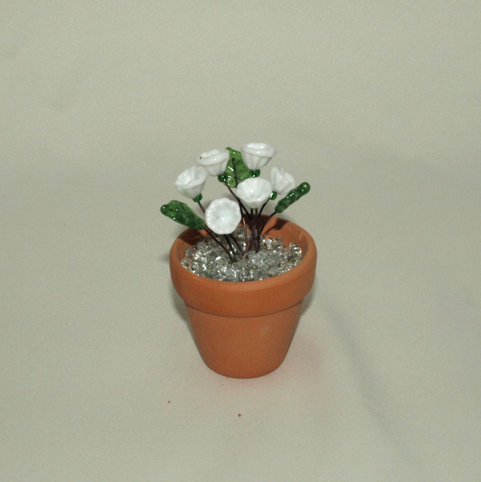 Mini Flower Pot with White Flowers