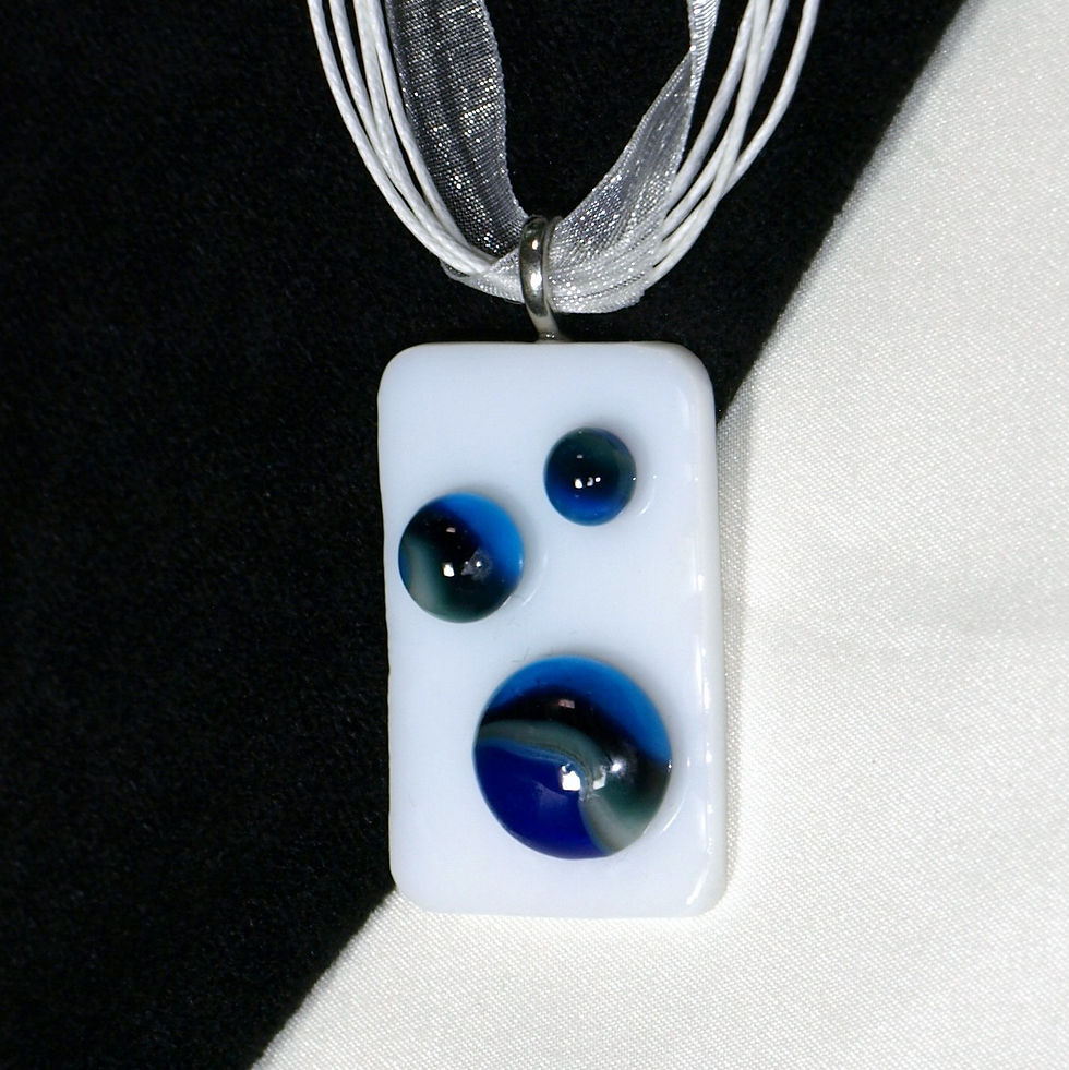 Thumbnail: Swirly Blue Fused Glass Art Necklace