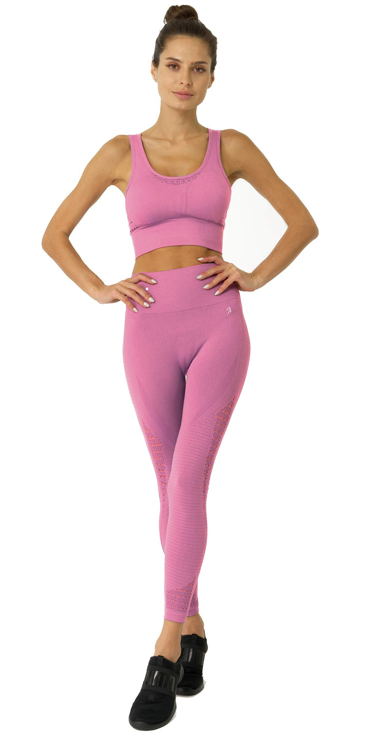 Mesh Seamless Activewear Set in Pink
