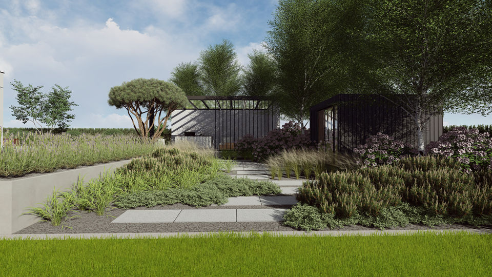 projekt ogrodu w Mielcu, ogrody nowoczesne Mielec, ogrody nowoczesne Rzeszów