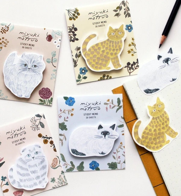 Thumbnail: Sticky Notes miyuki matsuo Cat - 30 Sheets