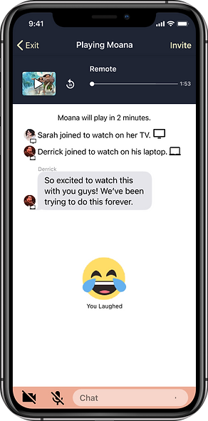 the laugh react in the AcTVty Watch Party of the iOS app