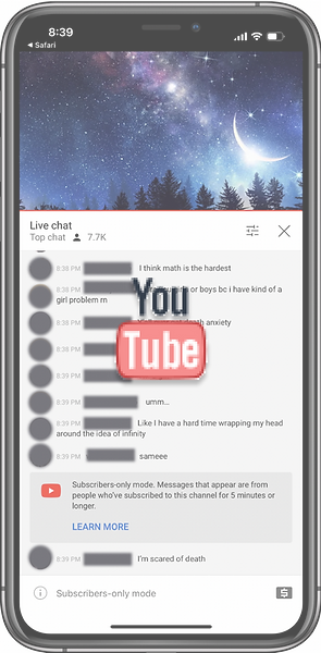 YouTube Live Interface in iOS