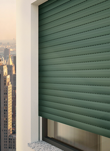 Vista esterna tapparelle ASD55 alta densità colore verde
