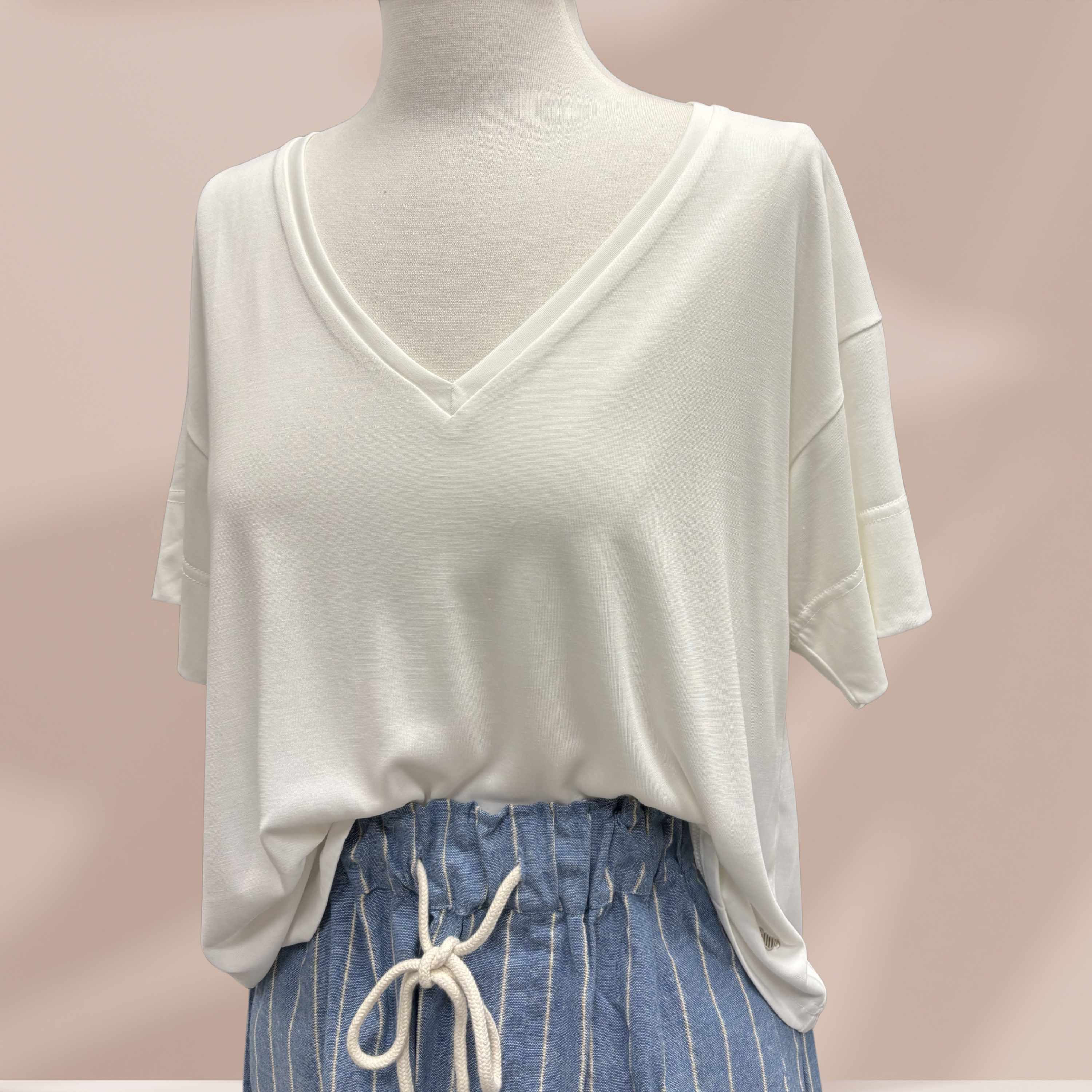 Tee shirt col V over-size (2 couleurs) - ORFEO