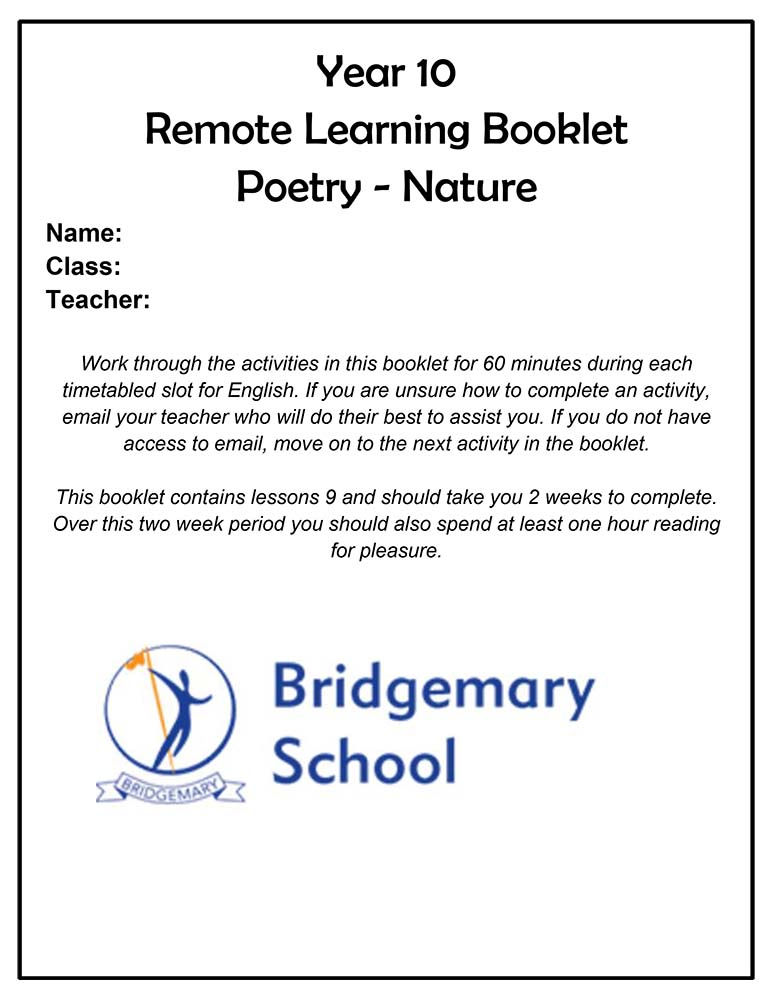 Year 10: Nature Poetry Learning Booklet