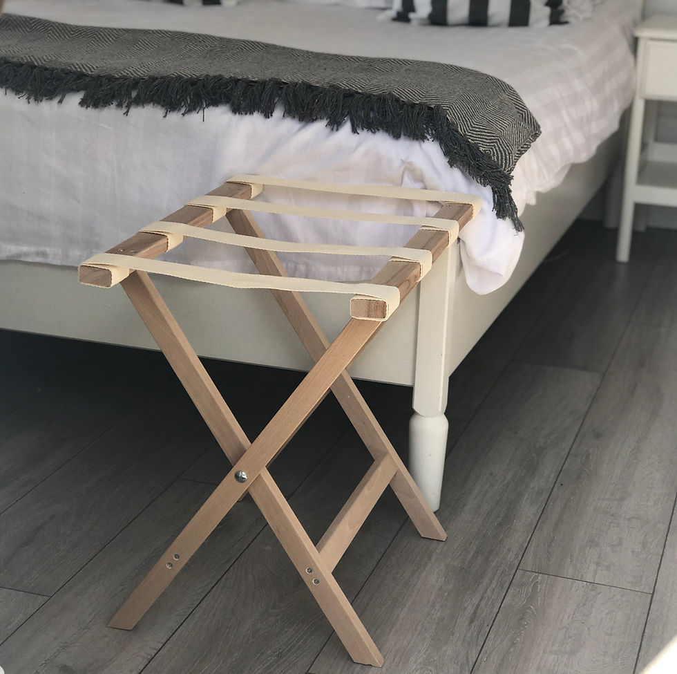 Thumbnail: Wooden luggage rack with support straps