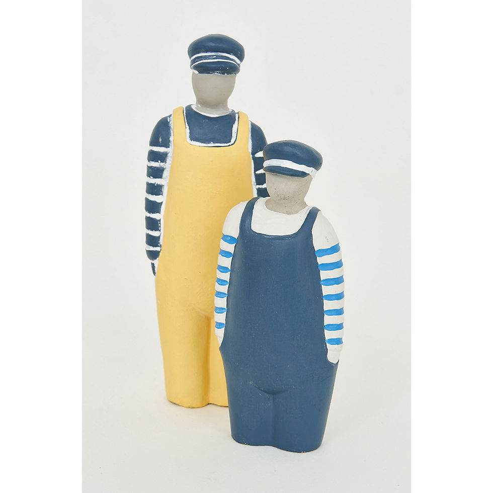 Thumbnail: CEMENT SAILOR FIGURINE WEARING BLUE OVERALLS