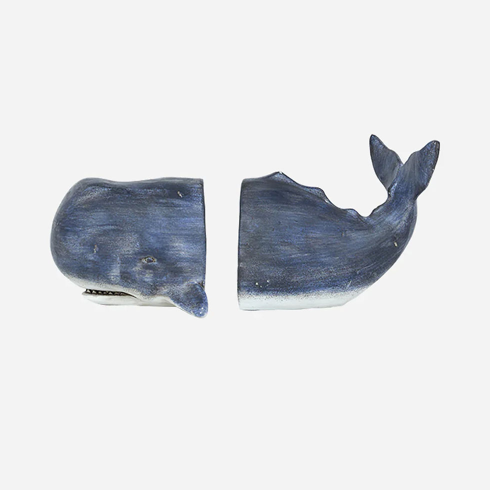 Thumbnail: coastal whale bookends shelf styling blue tones