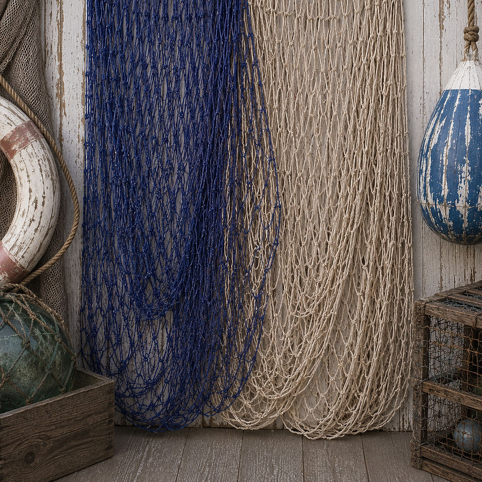 Thumbnail: THICK DECORATIVE FISHING NET - BLUE OR NATURAL COTTON