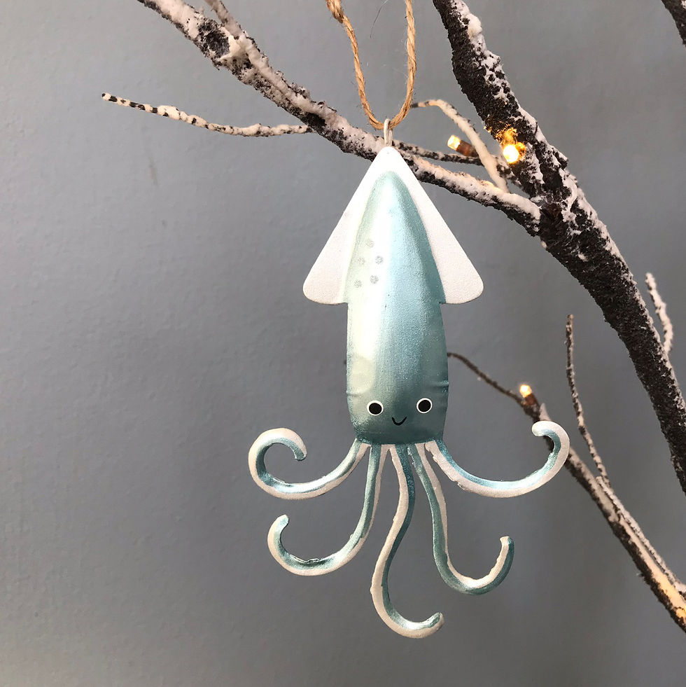 Thumbnail: METALLIC SQUID CHRISTMAS DECORATION