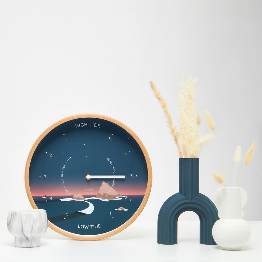 Midnight blue tide clock coastal home décor