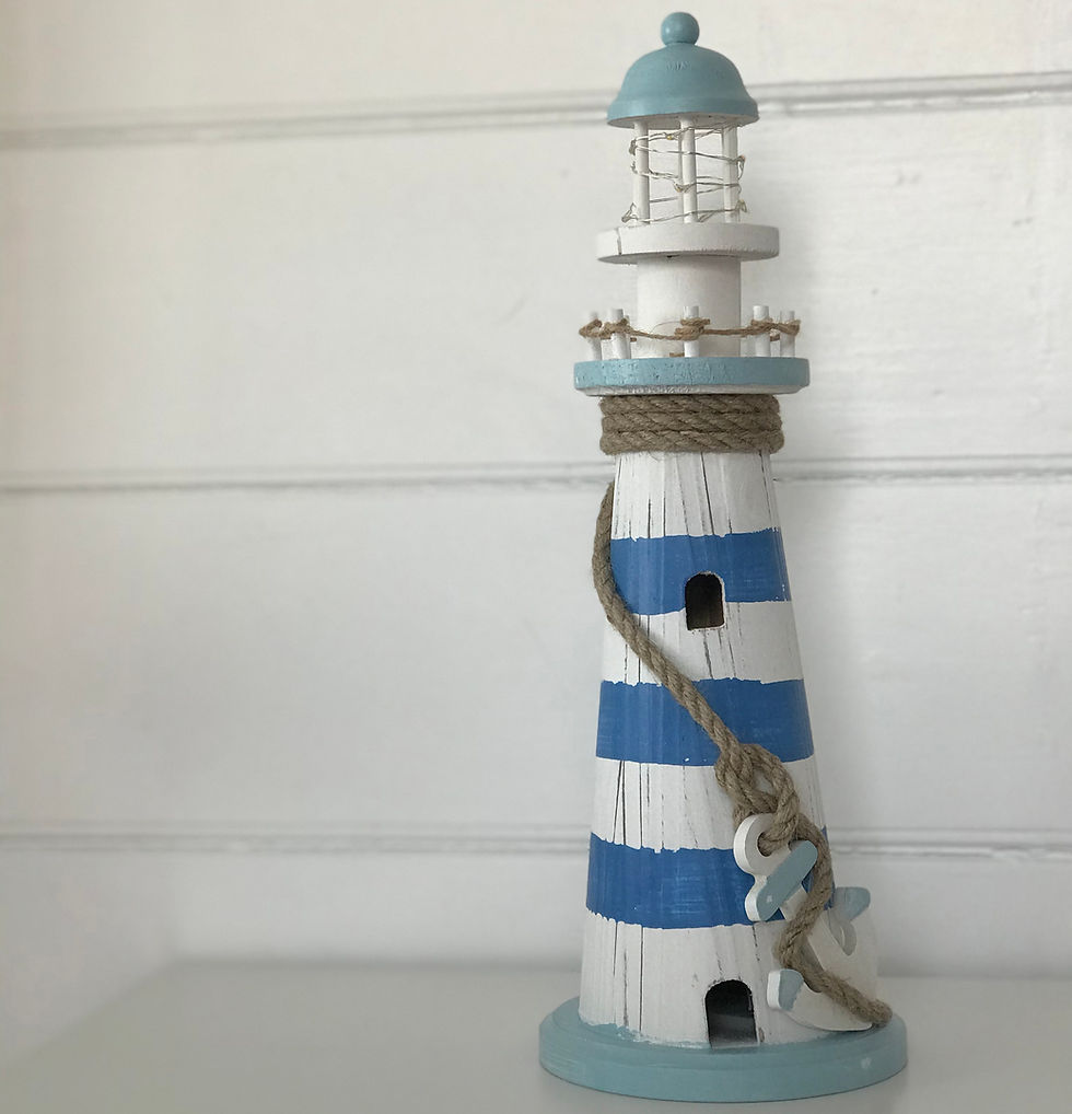Thumbnail: BLUE & WHITE STRIPE LIGHTHOUSE WITH LED LIGHTS