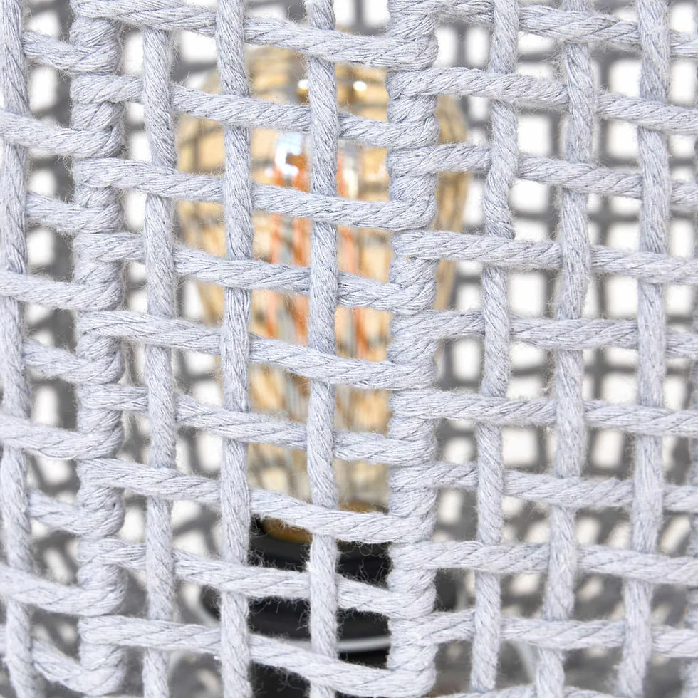 Thumbnail: Cotton fishing net table lamp - grey and white coastal living