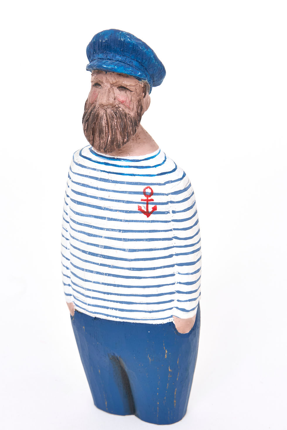 Thumbnail: WOODEN SEAFARER FIGURINES WITH STRIPED TOPS