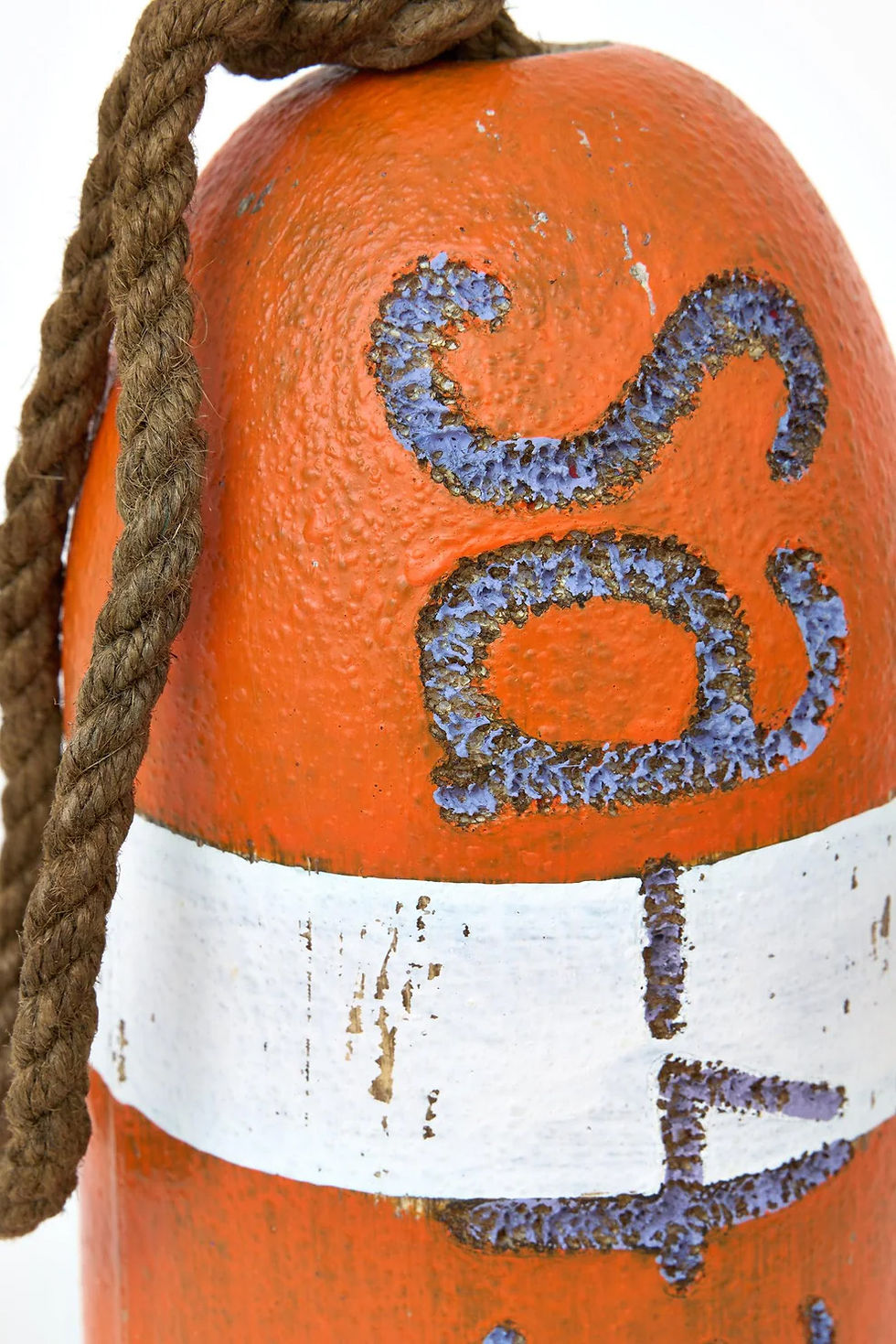 Thumbnail: Wooden decorative buoy orange and white