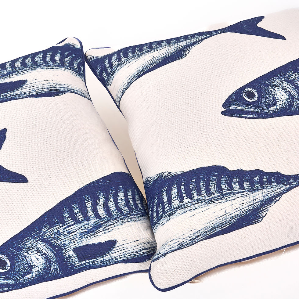 Thumbnail: Coastal fish print cushions Newlin fish design