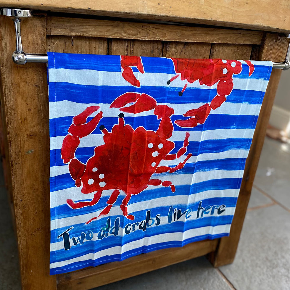 Thumbnail: Funny seasdie tea towel with crab print