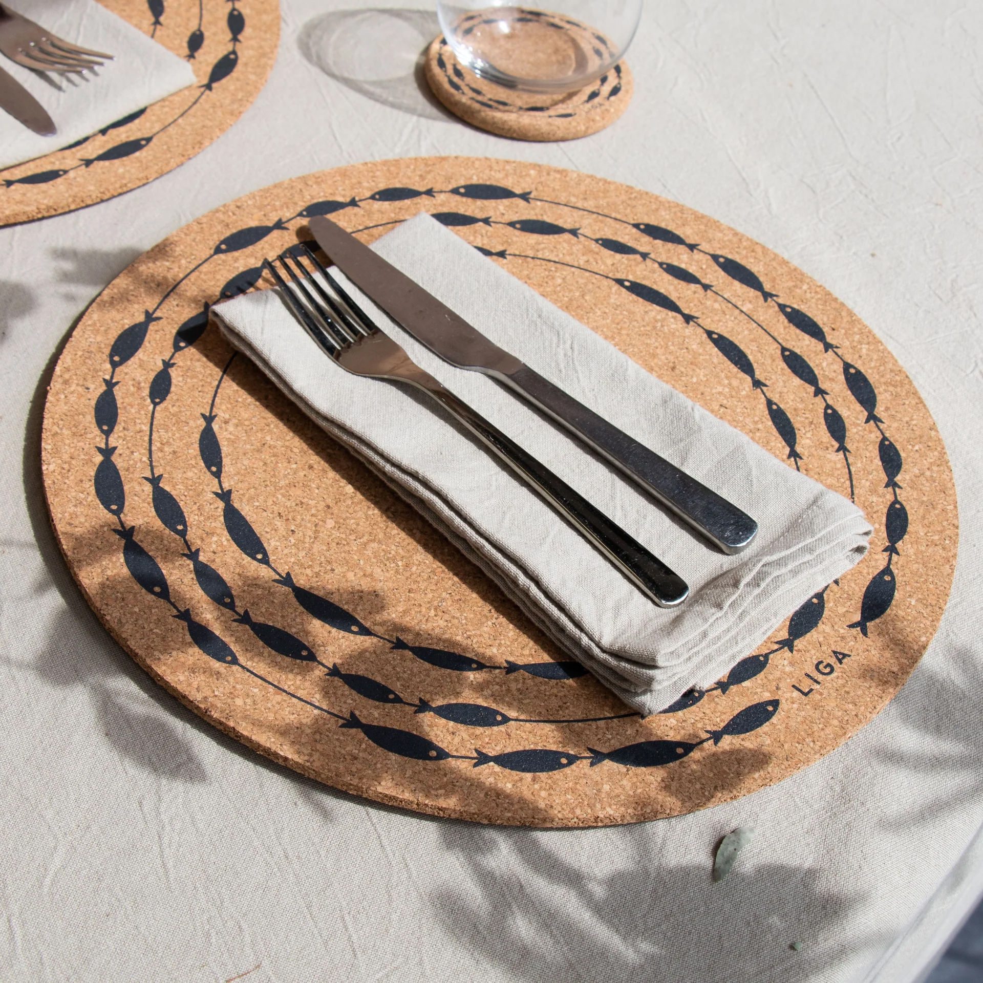 FISH ON A LINE CORK MAX PLACEMAT SET