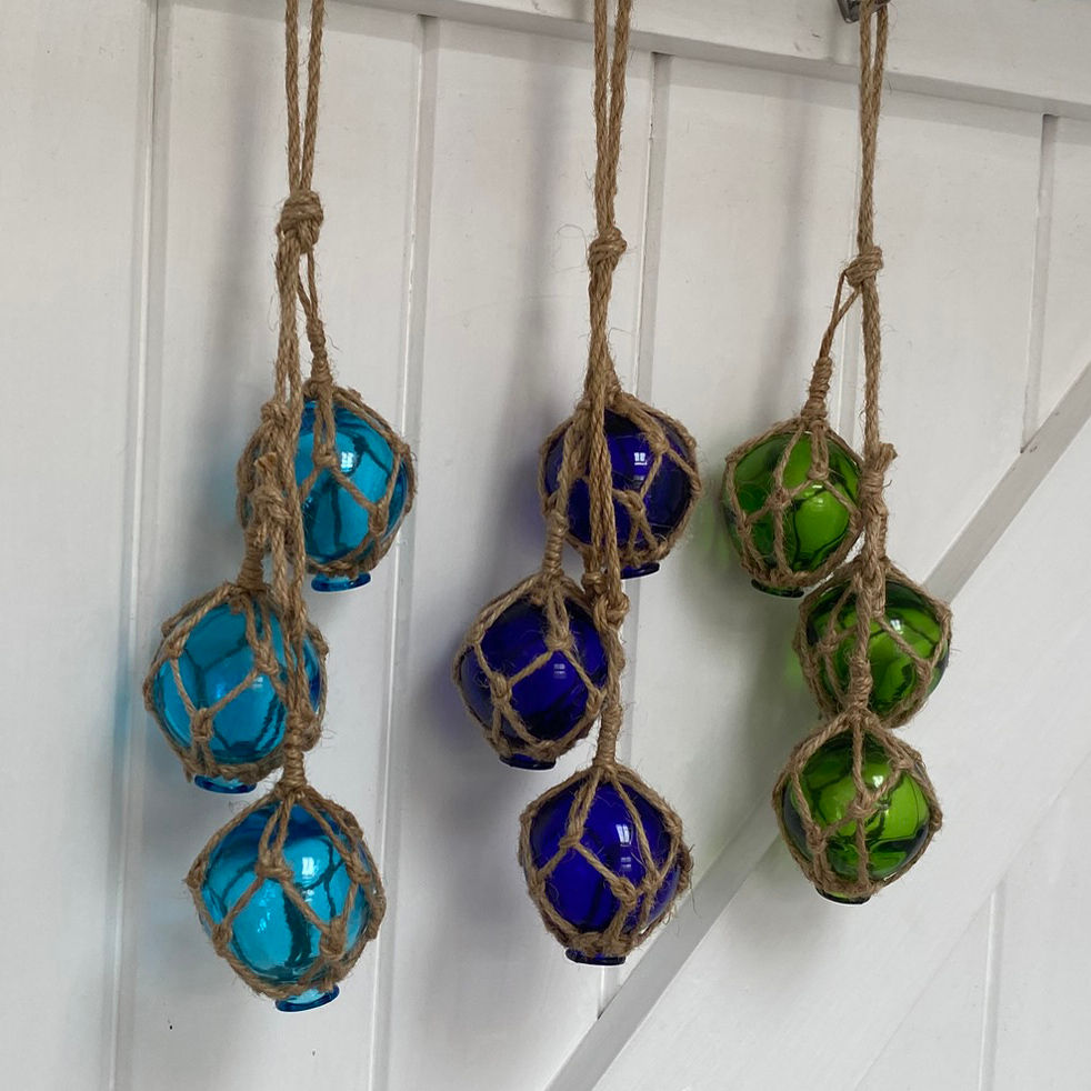 COASTAL GLASS THREE FISHING FLOAT GARLAND