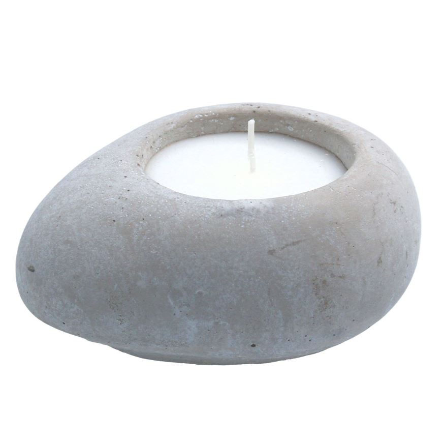 Pebble shaped coastal citronella candle for dining alfresco