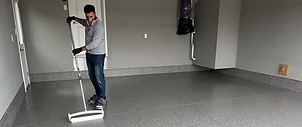 Rolling epoxy clear coat in garage