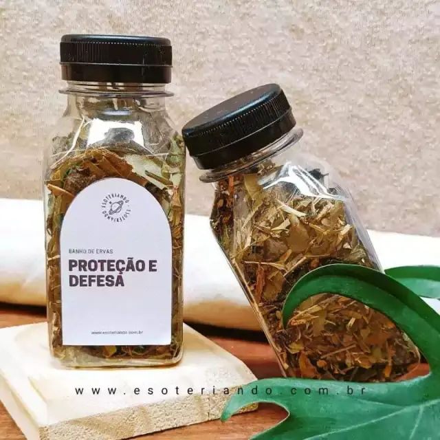 Banho de ervas proteção e defesa rende até 3 banhos e acompanha cristal