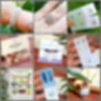 Mosaico de Artigos esotéricos, carta de tarot em anel, pulseira de pedra da lua, brinco de labradorita, pulseira de ametista, brinco de cristais mestre, brinco de cianita azul, colar de sal grosso