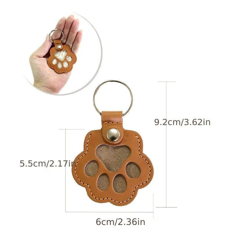 Thumbnail: Pet Hair Keepsake Keychain Leather Memorial Locket for Storing Dog Cat Fur, Cute