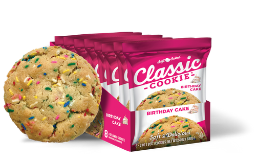 Classic Cookie® Birthday Cake Soft-Baked Cookie - 8-Count Snack Box