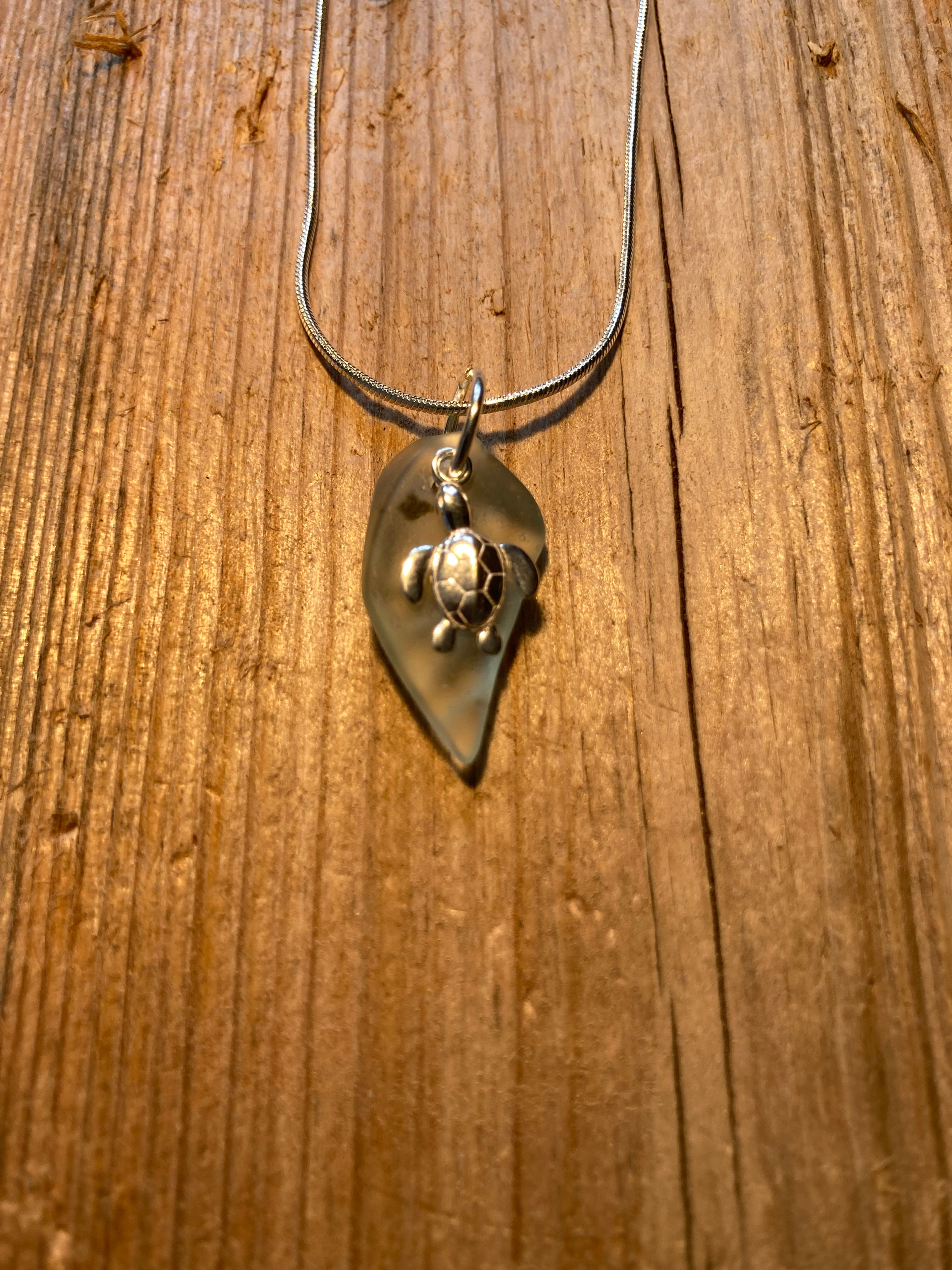 Seaglass Necklace in Sterling Silver - SA64A