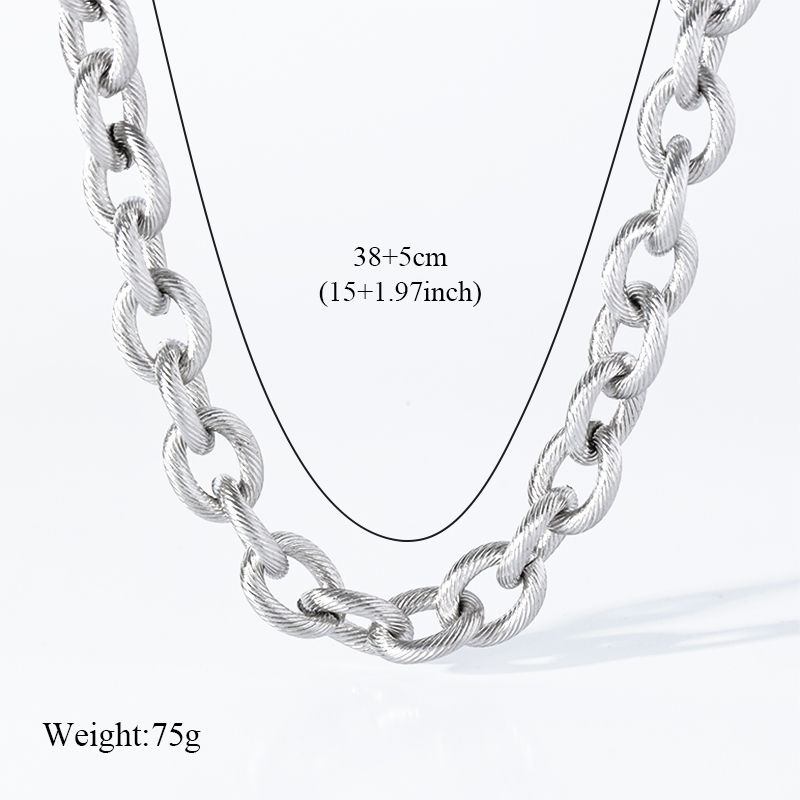 Miniatura: EILIECK 316L Stainless Steel Silver Color Heavy Cuban Chain Necklace For Women M